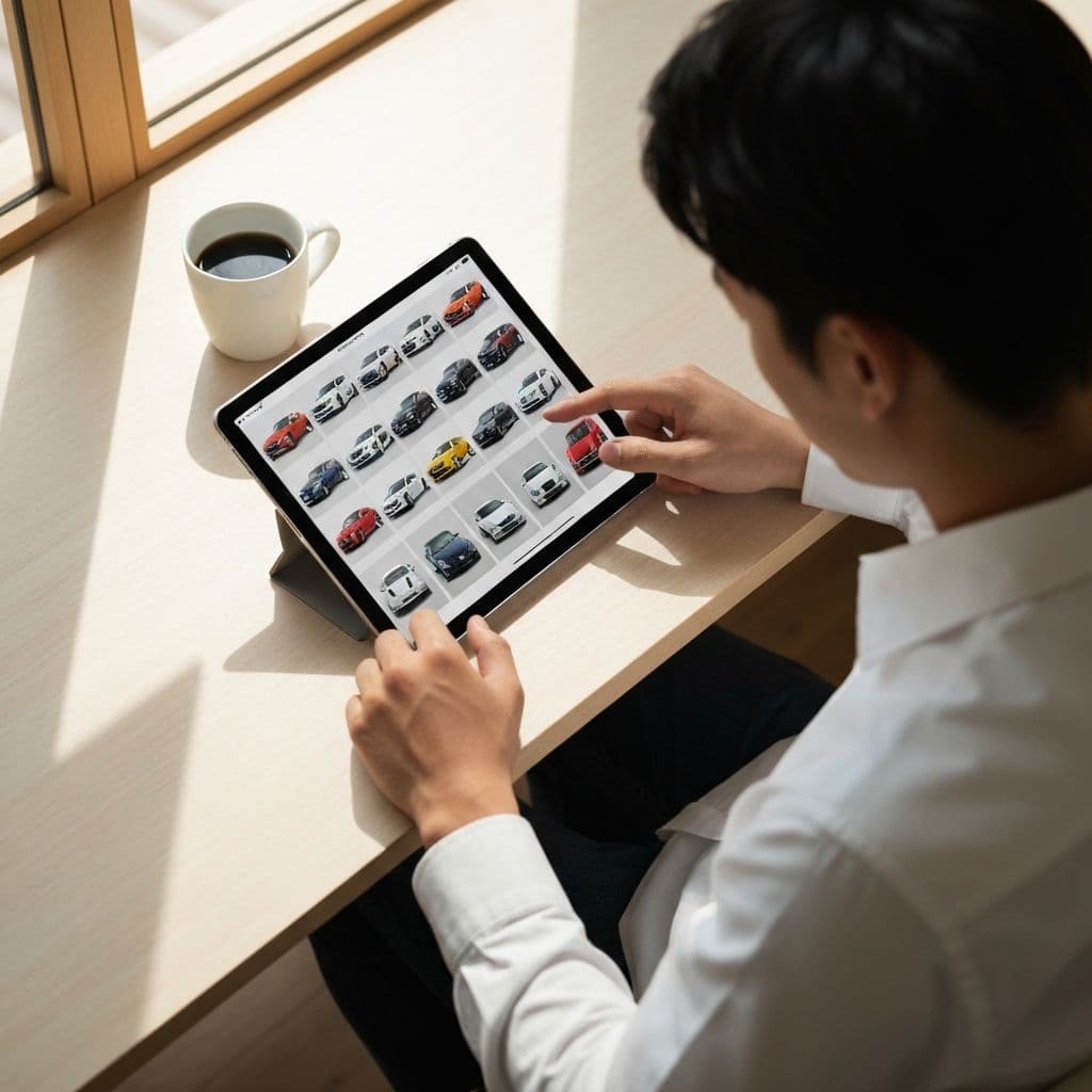 Curated car watchlist on a tablet